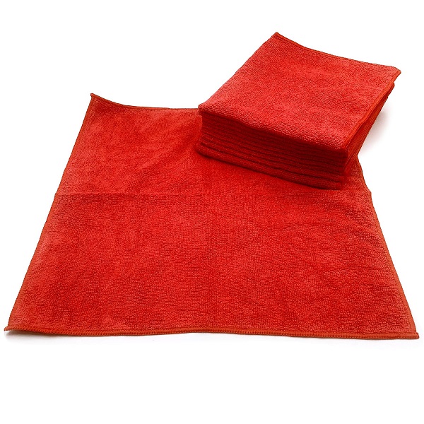 Performance Microfibre Cloths Red - 40 x 40cm 200GSM - 10x Per Pack
