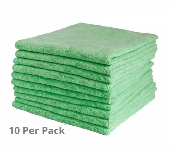 Performance Microfibre Cloths Green - 40 x 40cm 200GSM - 10x Per Pack