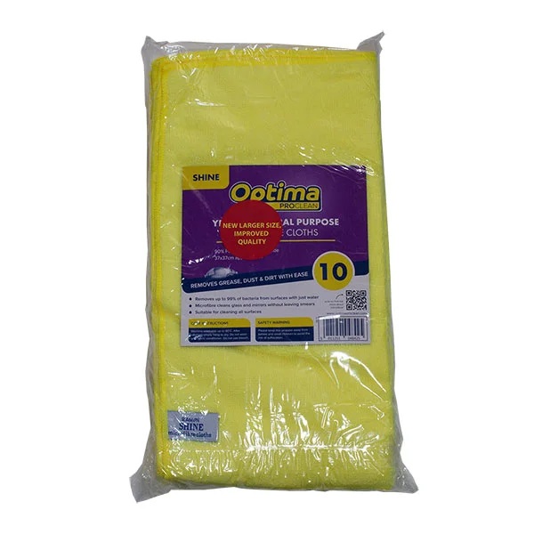 Microfibre General Purpose Cloth Yellow 400mm x 400mm 260GSM - 10x Per Pack