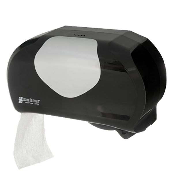 Mini Twin Toilet Roll Dispenser Black - 2x 13 cm Diameter Rolls - 1 Per Pack