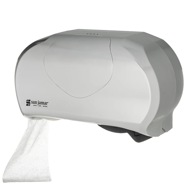 Mini Twin Toilet Roll Dispenser White - 2x 13 cm Diameter Rolls - 1 Per Pack