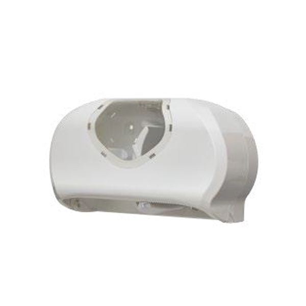 Mini Twin Toilet Roll Dispenser White - 2x 13 cm Diameter Rolls - 1 Per Pack