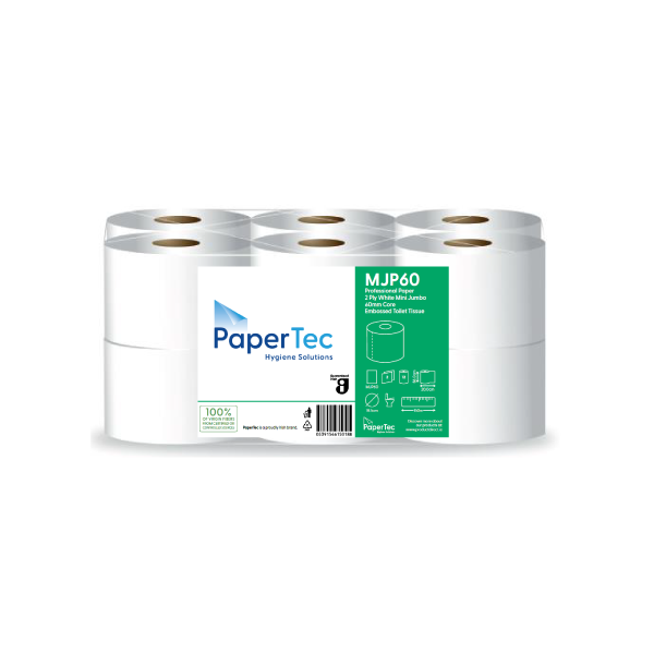 Mini Jumbo 2Ply Toilet Rolls 89mm x 150m - 12x Rolls Per Pack