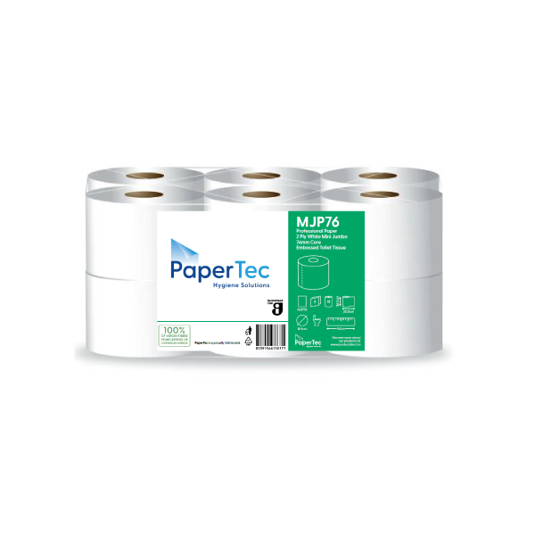 Mini Jumbo 2Ply Toilet Rolls 89mm x 150m - 12x Rolls Per Pack