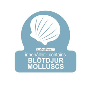 Allergy Food Label Molluscs - 30mm x 30mm - 500 Labels Per Pack