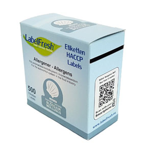 Allergy Food Label Molluscs - 30mm x 30mm - 500 Labels Per Pack