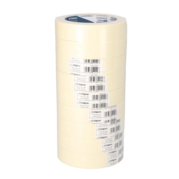 Blue Dolphin Masking Tape White, Yellow - 25mm x 50m - 1x Roll Per Pack