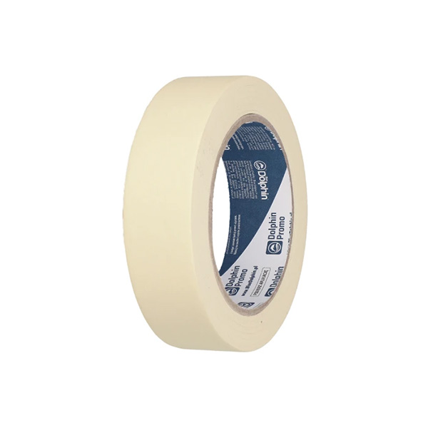 Blue Dolphin Masking Tape White, Yellow - 30mm x 50m - 1x Roll Per Pack