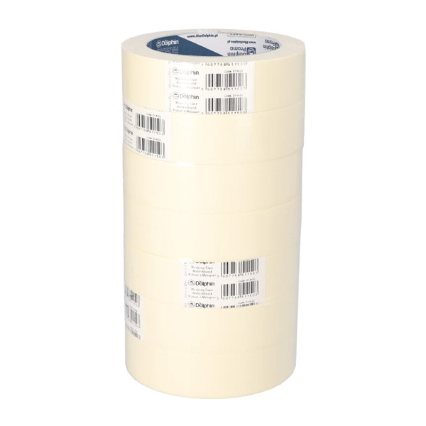 Blue Dolphin Masking Tape White, Yellow - 30mm x 50m - 1x Roll Per Pack