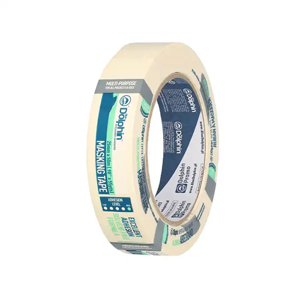 Blue Dolphin Premium Masking Tape White, Yellow - 25mm x 50m - 1x Roll Per Pack