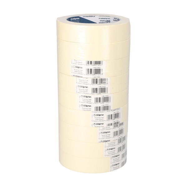 Blue Dolphin Premium Masking Tape White, Yellow - 25mm x 50m - 1x Roll Per Pack