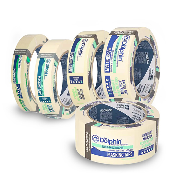 Blue Dolphin Premium Masking Tape White, Yellow - 19mm x 50m - 1x Roll Per Pack