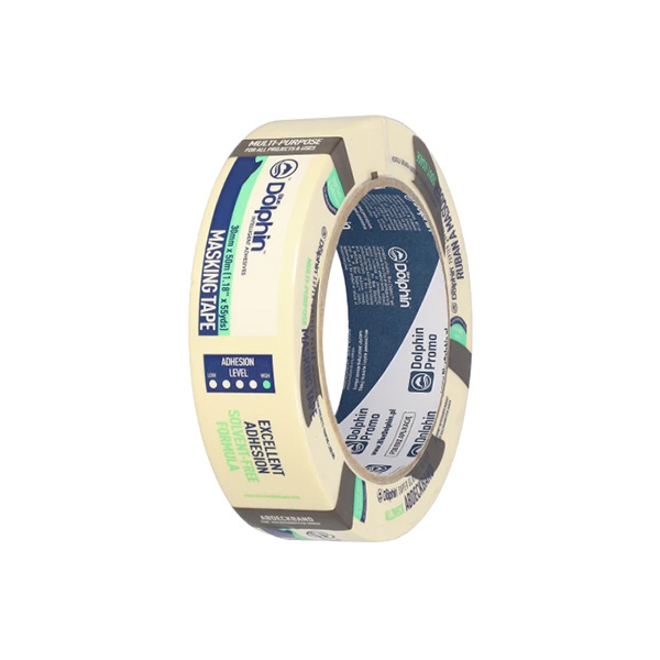 Blue Dolphin Premium Masking Tape White, Yellow - 30mm x 50m - 1x Roll Per Pack