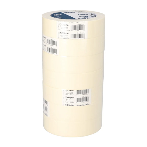 Blue Dolphin Premium Masking Tape White, Yellow - 30mm x 50m - 1x Roll Per Pack