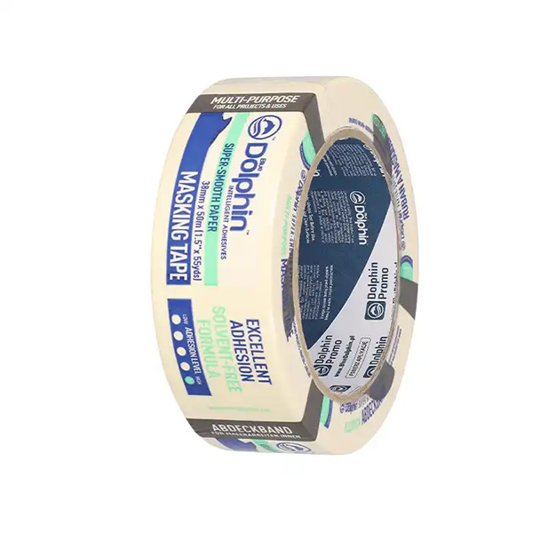 Blue Dolphin Premium Masking Tape White, Yellow - 38mm x 50m - 1x Roll Per Pack