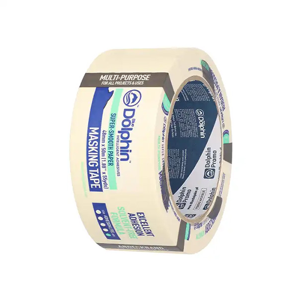 Blue Dolphin Premium Masking Tape White, Yellow - 48mm x 50m - 1x Roll Per Pack