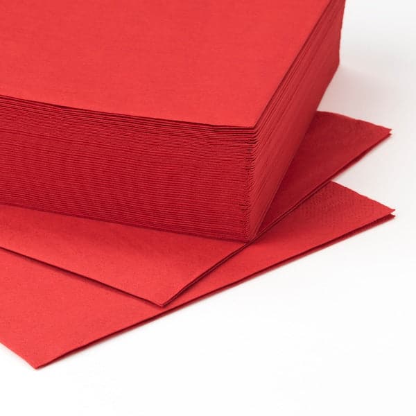 Lunch Napkin Red - 2PLY 33x33cm  4x Fold - 100x Per Pack