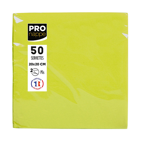 Party Napkins Kiwi Green - 2Ply 20x20cm 4x Fold - 50x Per Pack