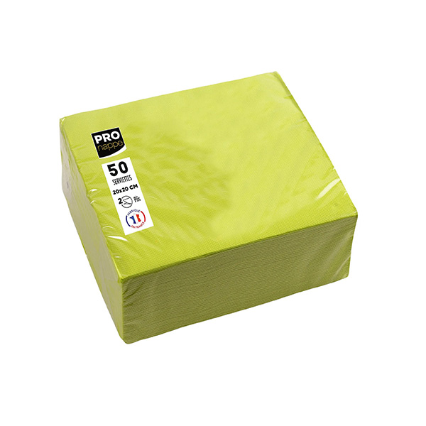 Party Napkins Kiwi Green - 2Ply 20x20cm 4x Fold - 50x Per Pack