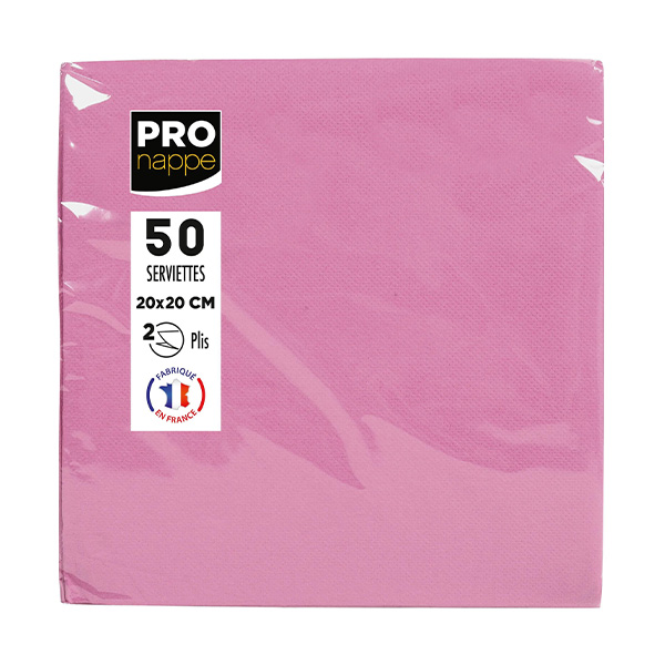 Party Napkins Powder Pink - 2Ply 20x20cm 4x Fold - 50x Per Pack
