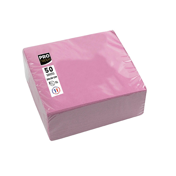 Party Napkins Powder Pink - 2Ply 20x20cm 4x Fold - 50x Per Pack