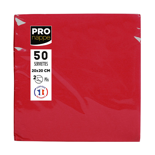 Party Napkins Red - 2Ply 20x20cm 4x Fold - 50x Per Pack