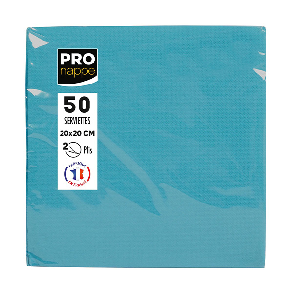 Party Napkins Turquoise - 2Ply 20x20cm 4x Fold - 50x Per Pack