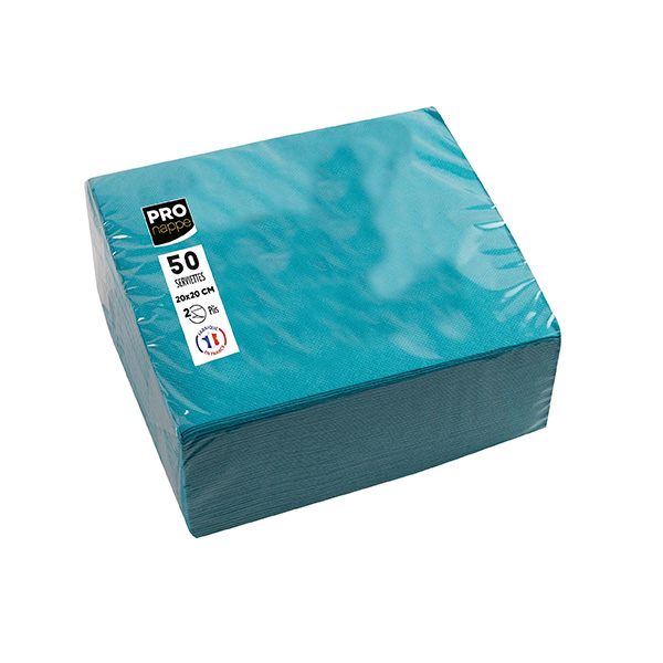 Party Napkins Turquoise - 2Ply 20x20cm 4x Fold - 50x Per Pack