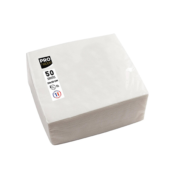Party Napkins White - 2Ply 20x20cm 4x Fold - 50x Per Pack
