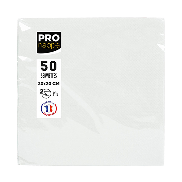 Party Napkins White - 2Ply 20x20cm 4x Fold - 50x Per Pack