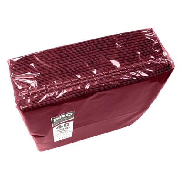 Dinner Napkins Burgundy - 2Ply 38x38cm 8x Fold - 40x Per Pack