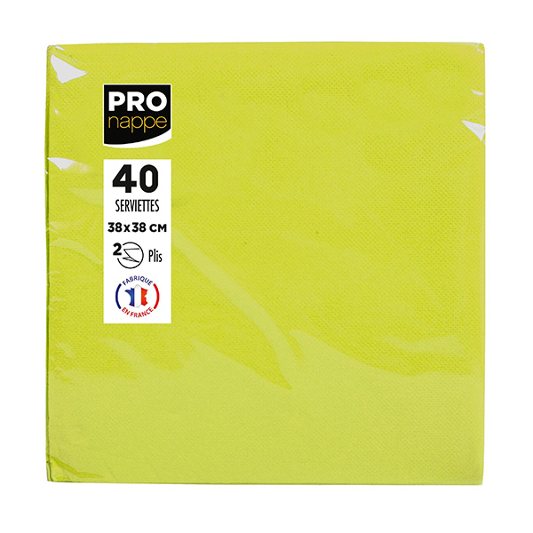 Party Napkins Kiwi Green - 2Ply 38x38cm 4x Fold - 40x Per Pack