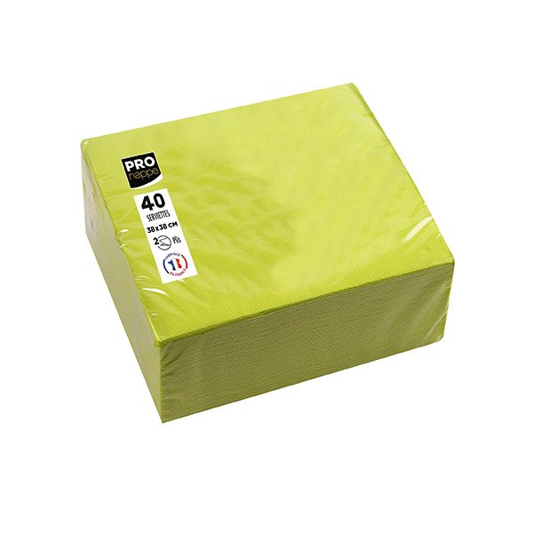 Party Napkins Kiwi Green - 2Ply 38x38cm 4x Fold - 40x Per Pack