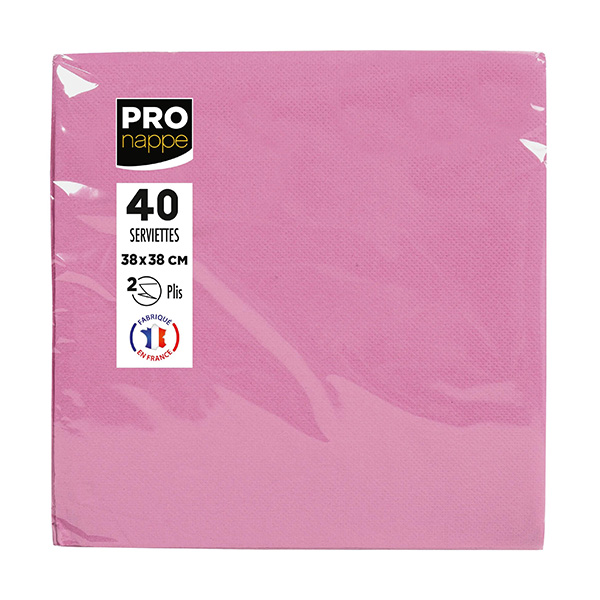 Party Napkins Powder Pink - 2Ply 38x38cm 4x Fold - 40x Per Pack