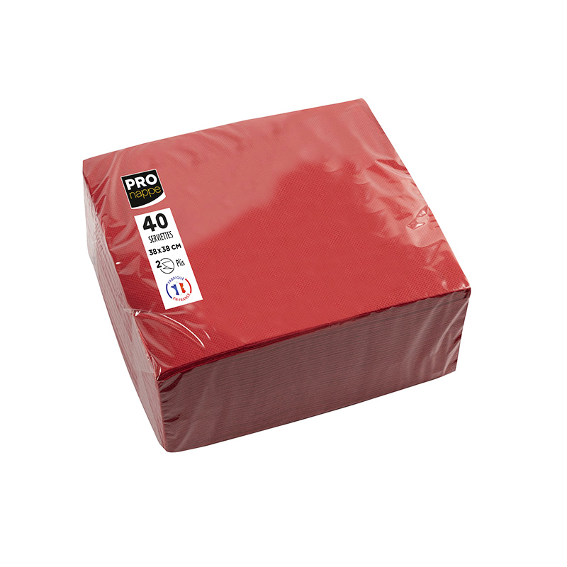 Party Napkins Red - 2Ply 38x38cm 4x Fold - 40x Per Pack