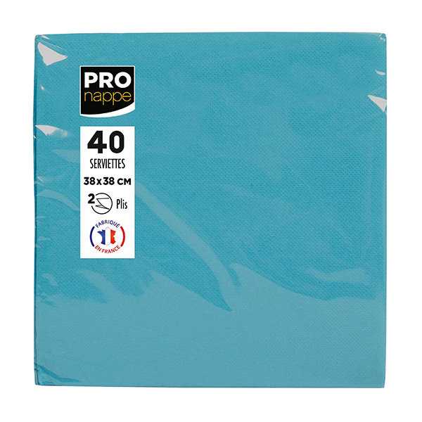 Party Napkins Turquoise - 2Ply 38x38cm 4x Fold - 40x Per Pack