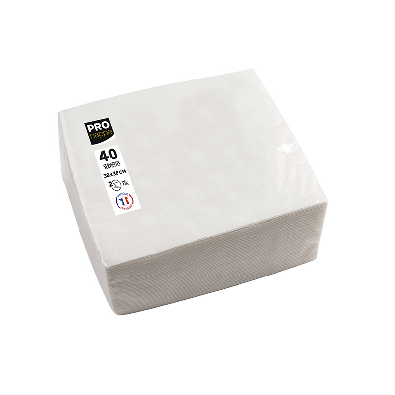 Party Napkins White - 2Ply 38x38cm 4x Fold - 40x Per Pack