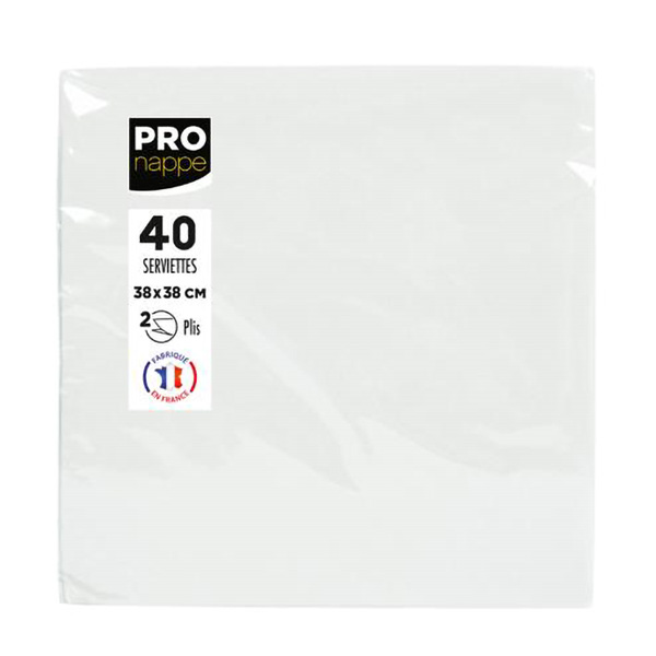 Party Napkins White - 2Ply 38x38cm 4x Fold - 40x Per Pack