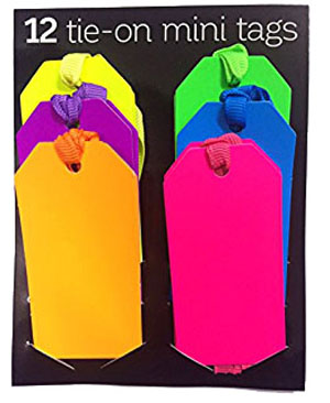 Mini Neon Tie-on Gift Tags - 12 Assorted