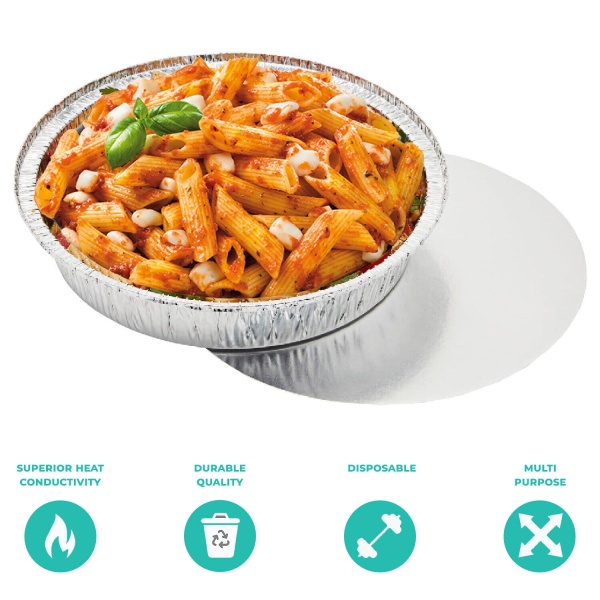 No. 12 Foil Container 185mm Diameter - 400x Per Case