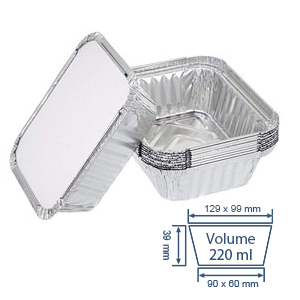 No.1 Foil Containers 129mm x 99mm x 39mm - 1000x Per Pack