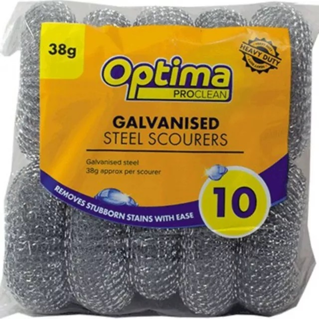 Optima Proclean Galvanised Steel Scourer  - Large -10x Per Pack