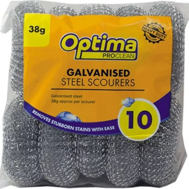 Optima Proclean Galvanised Steel Scourer - Large -10x Per Pack