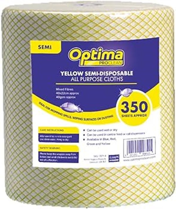 Standard J Cloth Rolls 220mmX400mm Yellow - 350x Per Pack