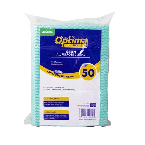 Standard J Cloths 500mm x 360mm Green - 50x Per Pack