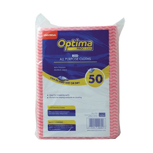 Standard J Cloths 500mm x 360mm Red - 50x Per Pack