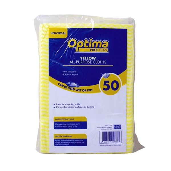 Standard J Cloths 500mm x 360mm Yellow - 50x Per Pack