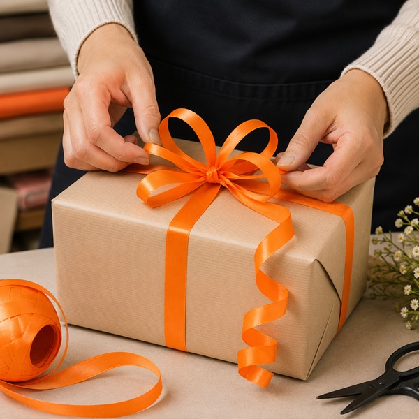 Curling Ribbon Orange Glossy - 7mm x 10m  - 1x Roll Per Pack