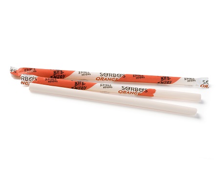 Sorbos Edible Straws Orange - 8mm x 195mm - 200x Per Pack