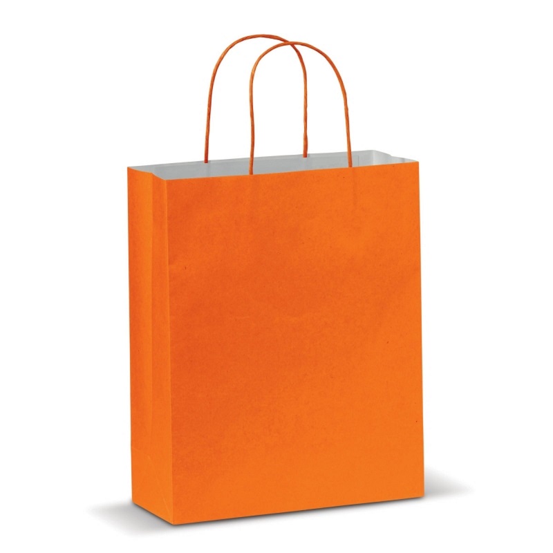 Luxury Orange Paper Bags - Medium Twist Handle - 50x Per Pack